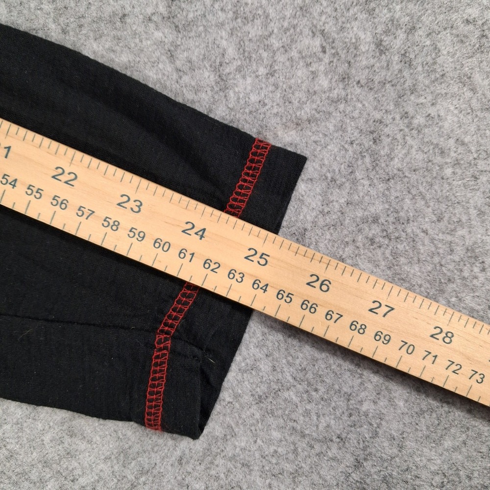 Distortion Henley Shirt Men Large Black Striped Long Sleeve Red Stitching Pocket - Picture 6 of 7